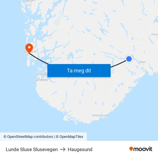 Lunde Sluse Slusevegen to Haugesund map