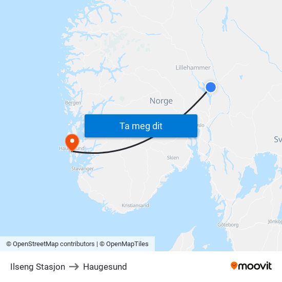 Ilseng Stasjon to Haugesund map