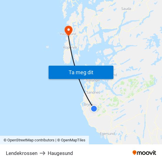 Lendekrossen to Haugesund map