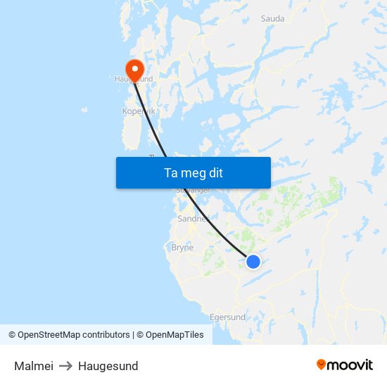Malmei to Haugesund map