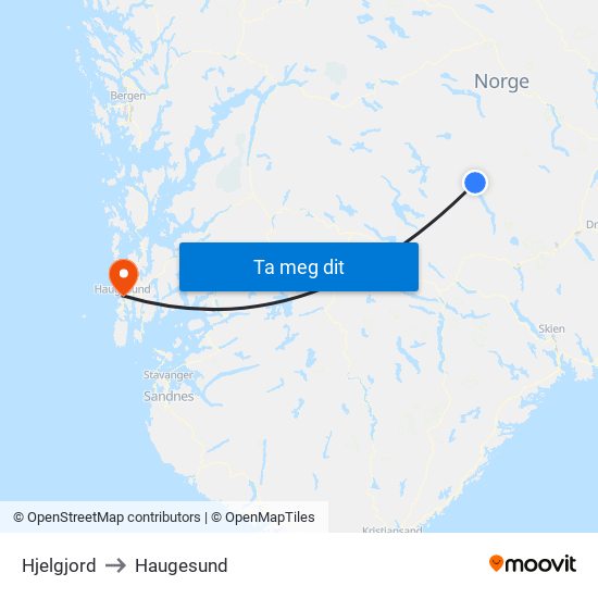 Hjelgjord to Haugesund map