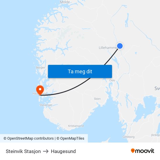 Steinvik Stasjon to Haugesund map