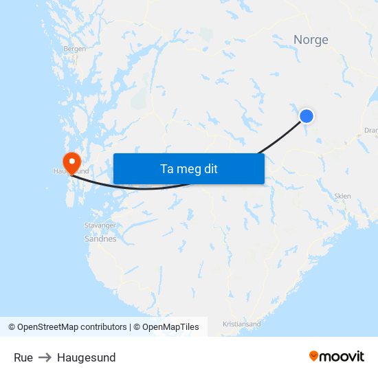 Rue to Haugesund map