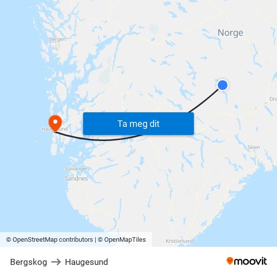 Bergskog to Haugesund map