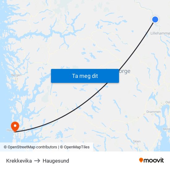 Krekkevika to Haugesund map