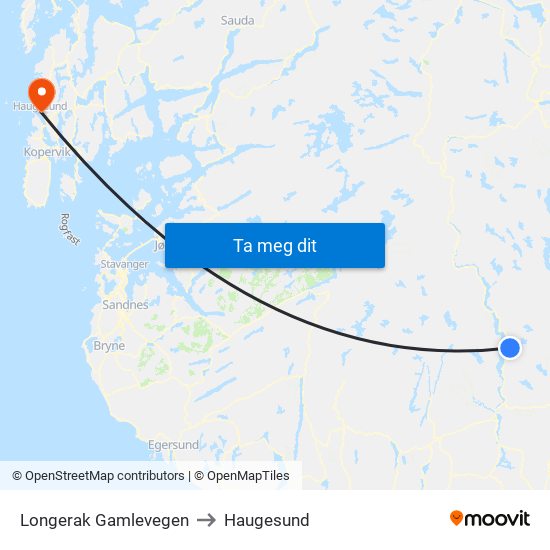 Longerak Gamlevegen to Haugesund map