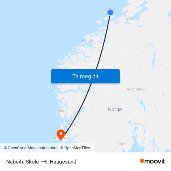 Nabeita Skole to Haugesund map