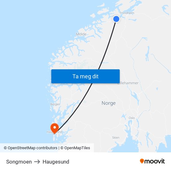 Songmoen to Haugesund map