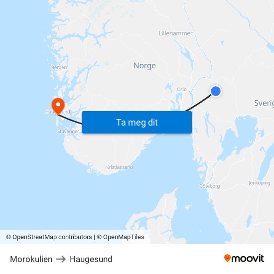 Morokulien to Haugesund map