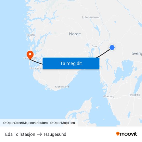 Eda Tollstasjon to Haugesund map