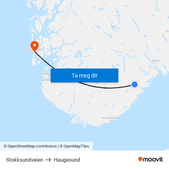 Stokksundveien to Haugesund map