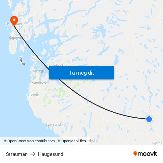 Strauman to Haugesund map