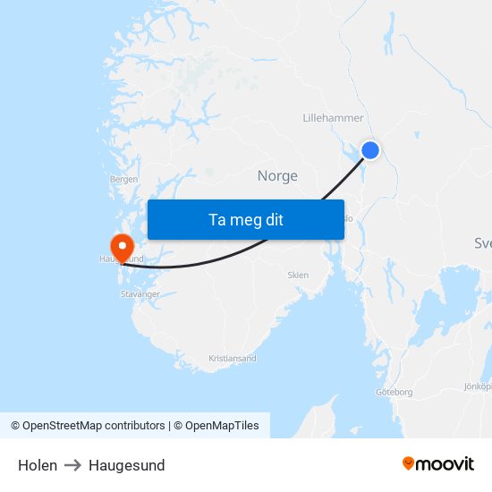 Holen to Haugesund map