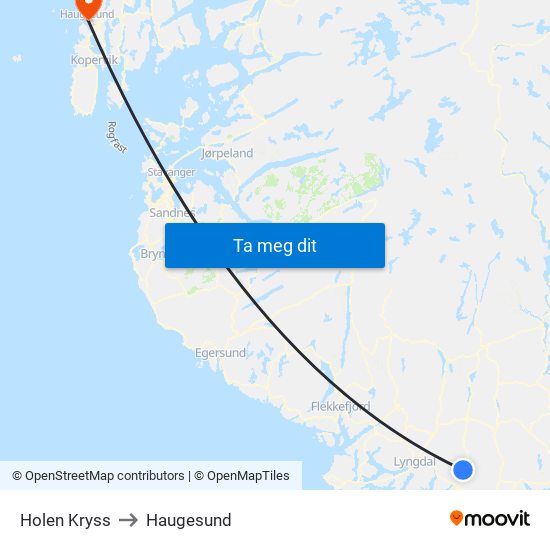 Holen Kryss to Haugesund map