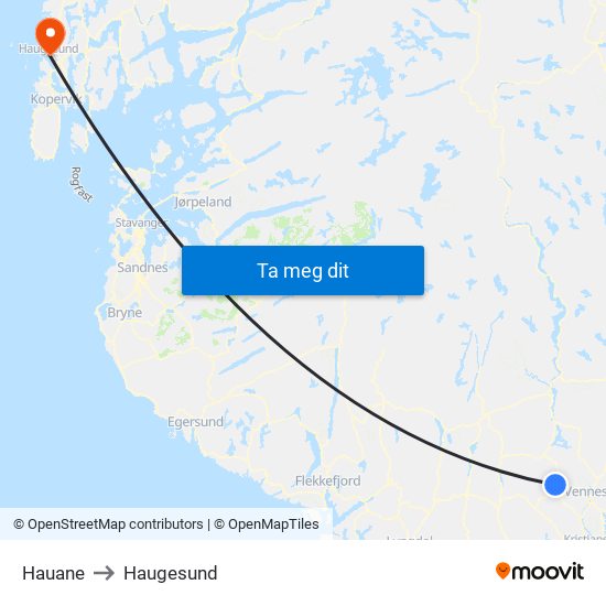 Hauane to Haugesund map