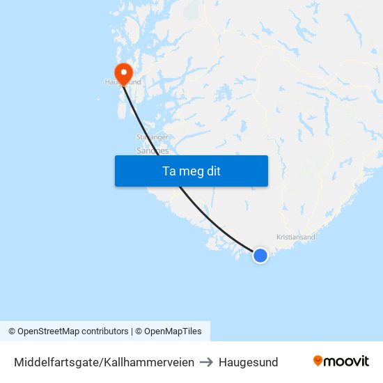 Middelfartsgate/Kallhammerveien to Haugesund map