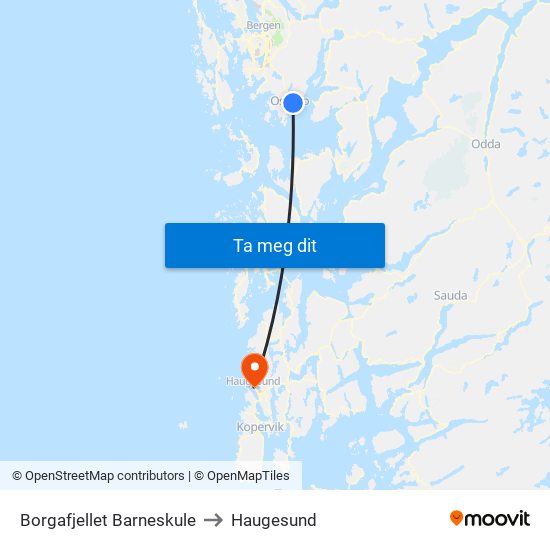 Borgafjellet Barneskule to Haugesund map