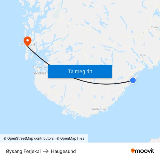 Øysang Ferjekai to Haugesund map