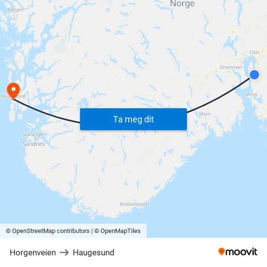 Horgenveien to Haugesund map