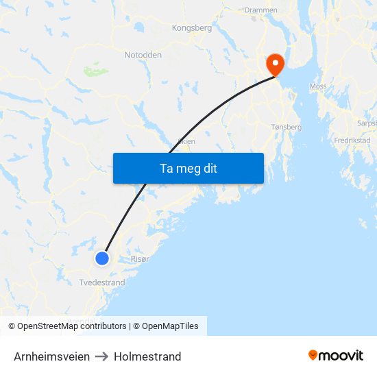 Arnheimsveien to Holmestrand map