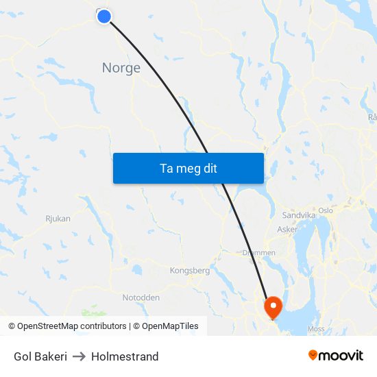 Gol Bakeri to Holmestrand map