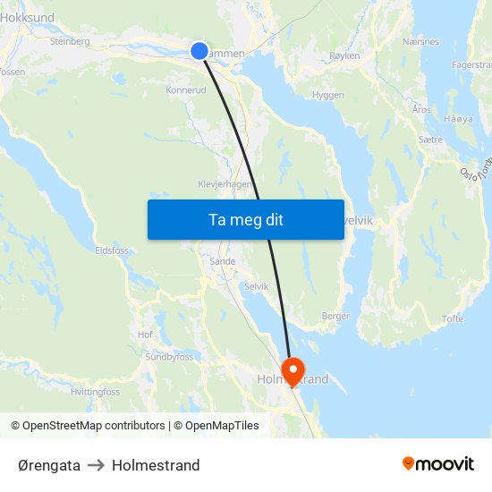Ørengata to Holmestrand map