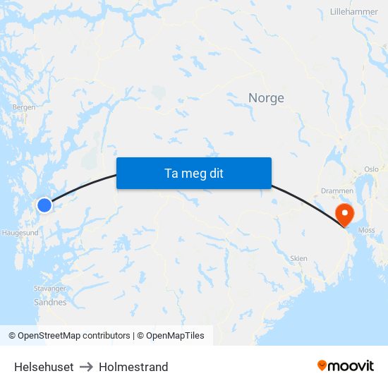 Helsehuset to Holmestrand map