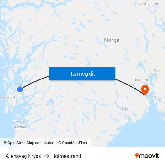 Ølensvåg Kryss to Holmestrand map