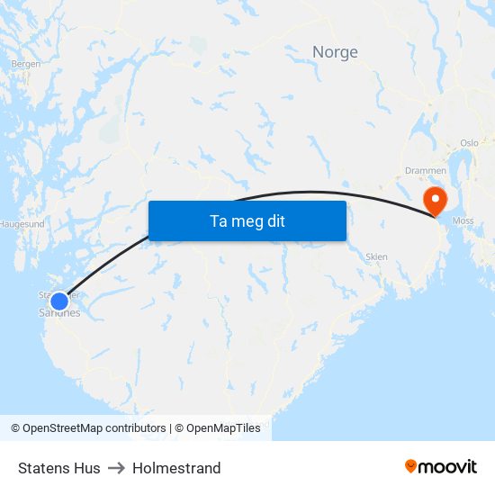 Statens Hus to Holmestrand map