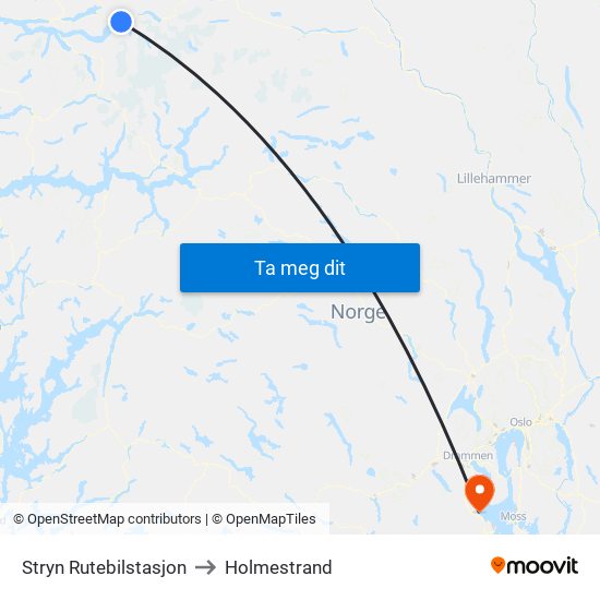 Stryn Rutebilstasjon to Holmestrand map