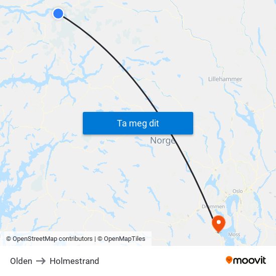 Olden to Holmestrand map