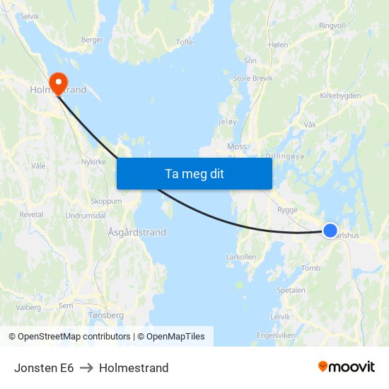 Jonsten E6 to Holmestrand map