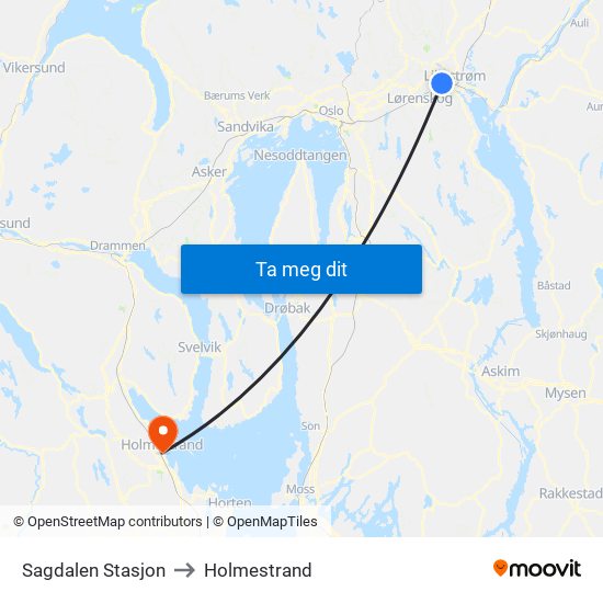 Sagdalen Stasjon to Holmestrand map