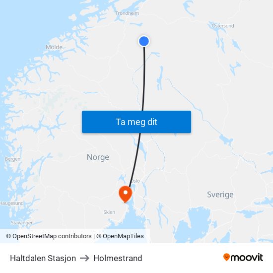 Haltdalen Stasjon to Holmestrand map