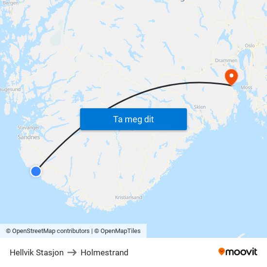 Hellvik Stasjon to Holmestrand map