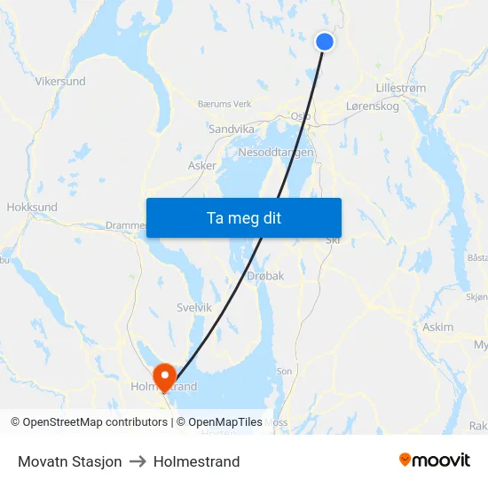 Movatn Stasjon to Holmestrand map