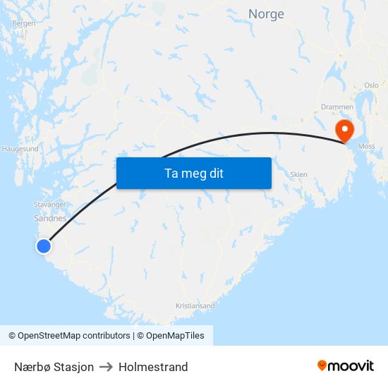 Nærbø Stasjon to Holmestrand map