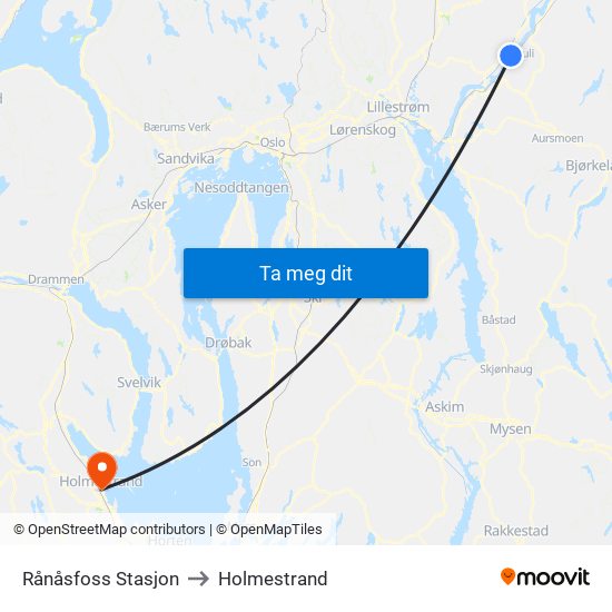 Rånåsfoss Stasjon to Holmestrand map