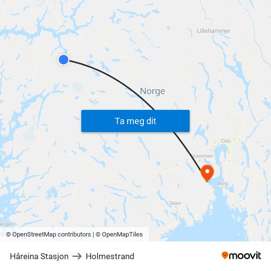 Håreina Stasjon to Holmestrand map