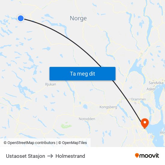 Ustaoset Stasjon to Holmestrand map