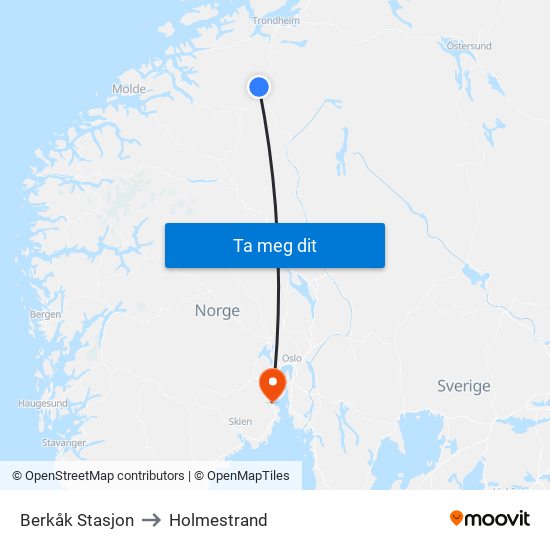 Berkåk Stasjon to Holmestrand map