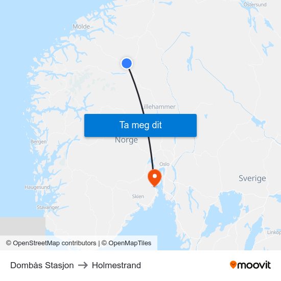 Dombås Stasjon to Holmestrand map