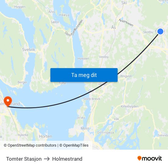 Tomter Stasjon to Holmestrand map