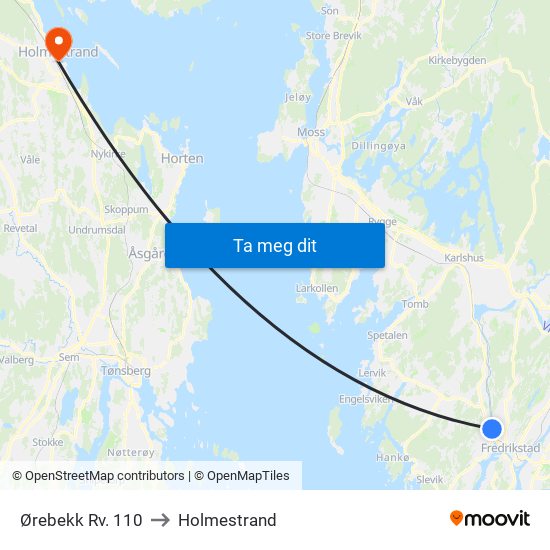 Ørebekk Rv. 110 to Holmestrand map