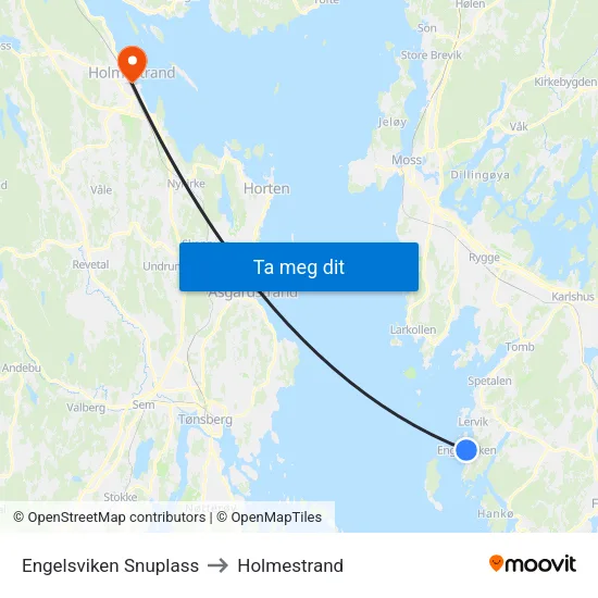 Engelsviken Snuplass to Holmestrand map