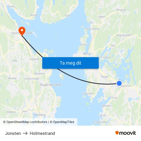 Jonsten to Holmestrand map