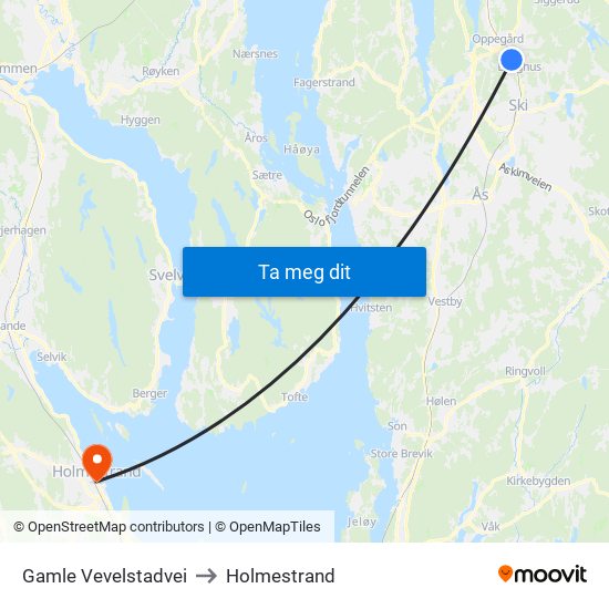 Gamle Vevelstadvei to Holmestrand map