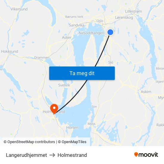 Langerudhjemmet to Holmestrand map