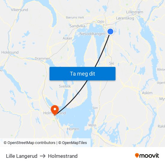 Lille Langerud to Holmestrand map