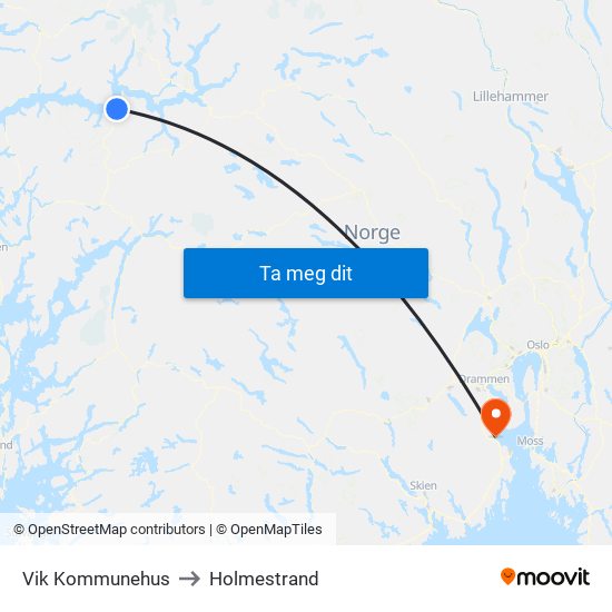 Vik Kommunehus to Holmestrand map